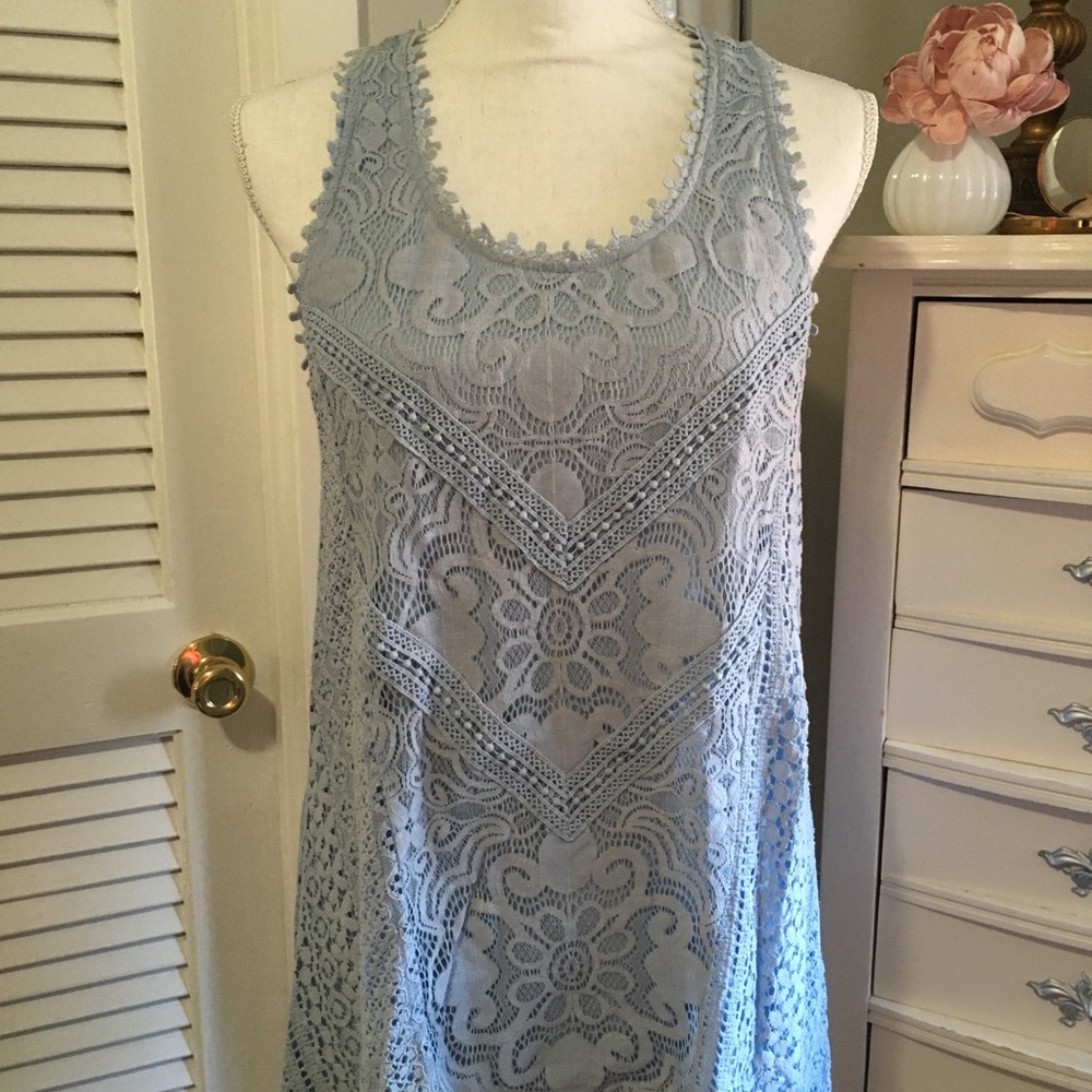Lacy Blue Racerback Tank Top